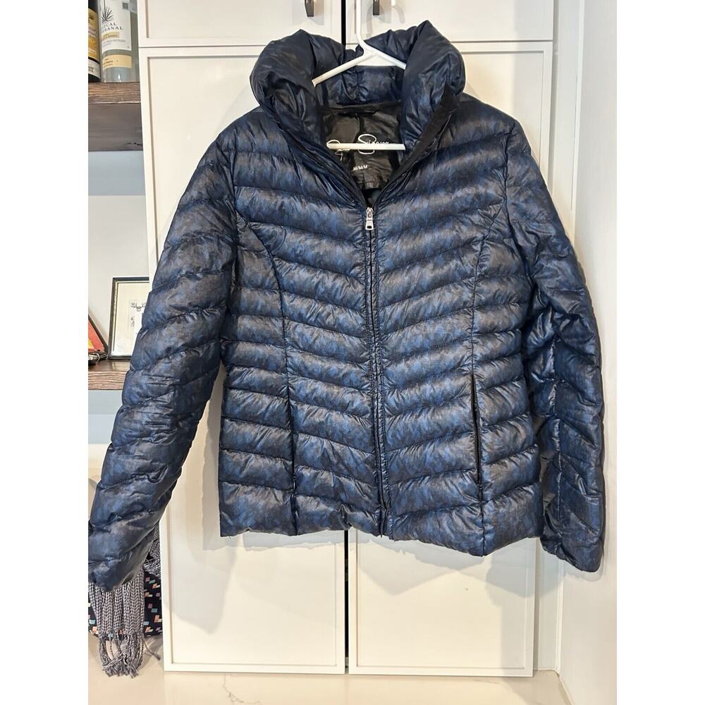 Jessica Simpson Womens Medium Jacket Coat Parka Down Gray Puffer Pockets Quilted